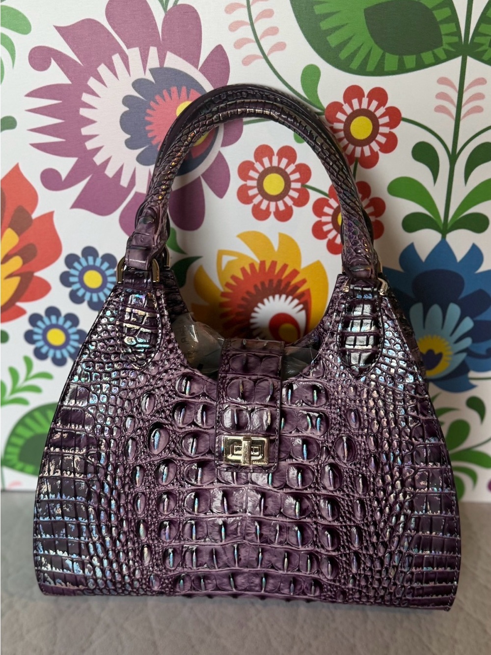 Brahmin Adrian Passion Purple Melburne Leather Satchel NWT FIRM